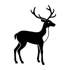 Obraz premium Deer silhouette vector illustration with antlers in black and white
