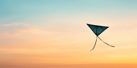 dragon kite typography, dragon kite soaring against a sunset sky with space for personalized festival wishes in modern minimalist style