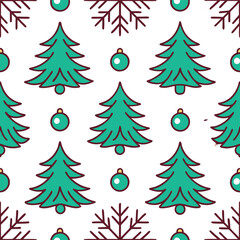 Fototapeta premium Seamless Pattern Collection Featuring Tropical Leaves, Geometric Honeycomb, Playful Shapes, Elegant Damask, Festive Christmas Trees, and Cute Balloon Faces and others for Versatile Design Applications