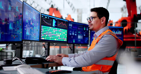 Man Working On Production Line In Automotive Plant