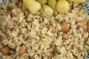  rice with chickpeas and pickled yellow peppers