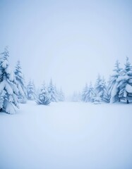 Fototapeta premium Serene snowfall blankets a pristine, snow-covered winter landscape, serene, image