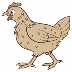 brown body of chicken hen standing isolated transparent background