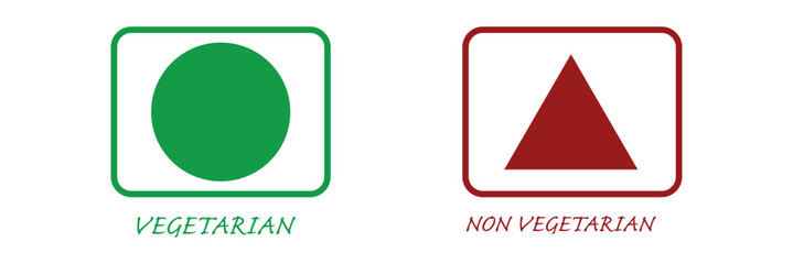 Veg Non-veg icons, veg and non-veg symbol on white background. Vector Illustration. EPS 10 . 