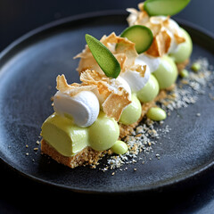 A Lemongrass Infused Key Lime Pie with Coconut Bits
