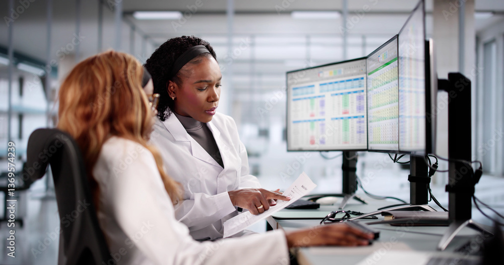 Poster Medical coder enters billing codes into spreadsheet