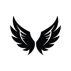 Obraz premium wings icon vector illustration silhouette on white background, black wings vector illustration