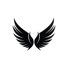 Obraz premium wings icon vector illustration silhouette on white background, black wings vector illustration
