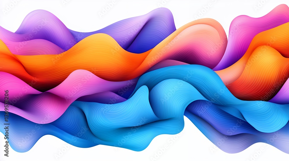 Aufkleber abstract colorful waves flowing dynamically on white background