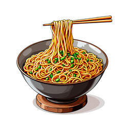 Hot soup in a bowl, a vector kitchen illustration