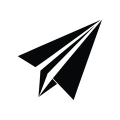 Paper plane icon Symbol mark in filled style, Black Paper Airplane Icon