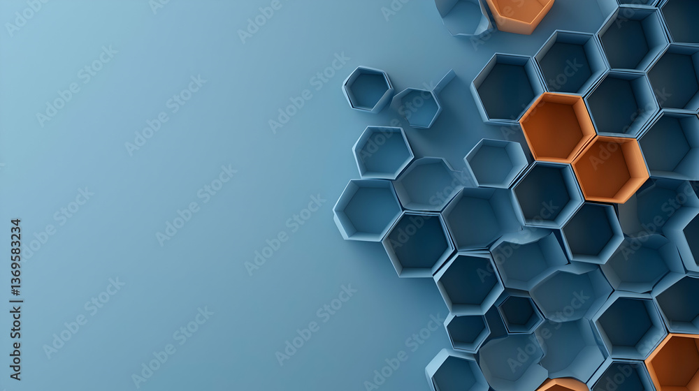 Poster abstract hexagonal honeycomb structure with metallic shine