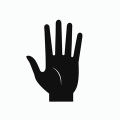 Obraz premium Hand palm silhouette simple on white background