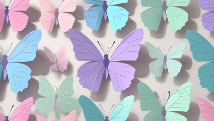 Pastel butterflies butterfly pattern paper cute spring summer decoration design art light shadow beauty delicate