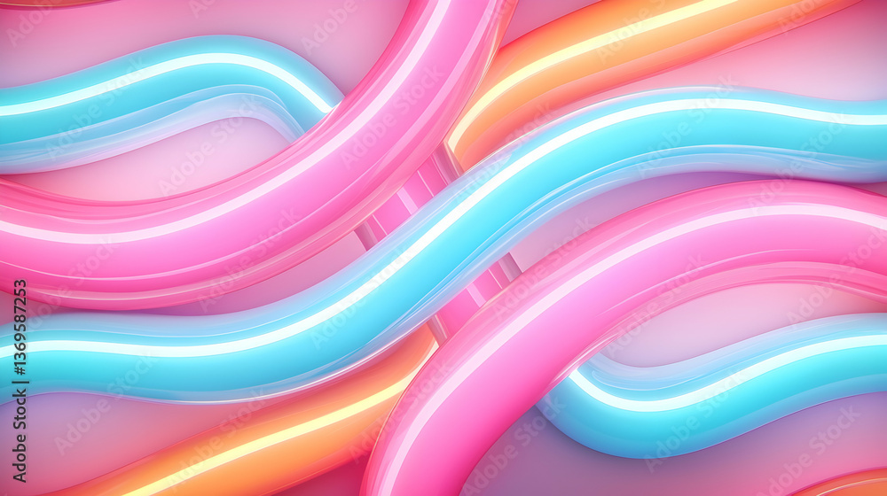 Poster abstract neon patterns pulsating with energy