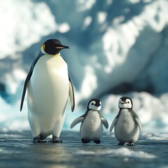 Fototapeta premium Emperor Penguin Family in Antarctica