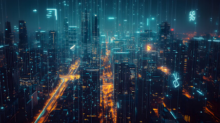 Obraz premium AI-Powered Energy Demand Prediction A futuristic city