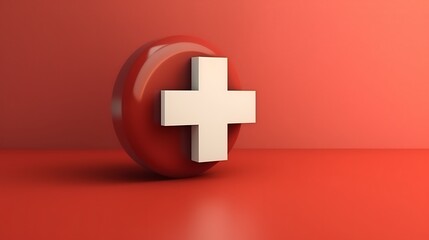 Obraz premium Red Circle Background Featuring A White Cross Symbol