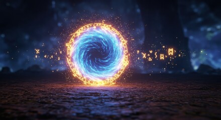 Fiery orange energy portal with glowing effects