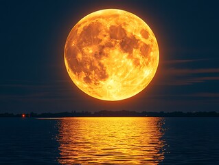 Blood Moon over Calm Lake