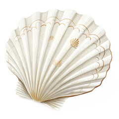 white scallop seashell with subtle png background