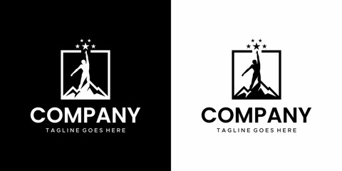 vector logo of person on top reaching for the star