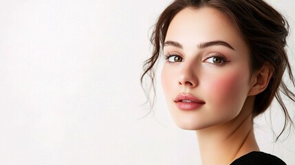 Naklejka premium Elegant Woman Posing Confidently in Soft Lighting Portrait