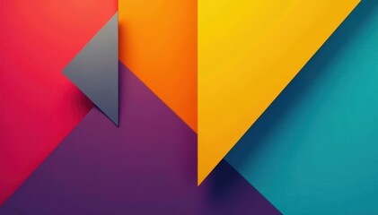 Fototapeta premium Geometric abstract shapes, bold color blocks, modern style, trendy, wallpaper