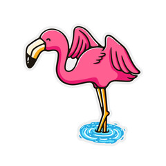 Illustration Flamingo bird good for sticker