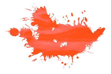 red brush paint stain isolated on transparent background