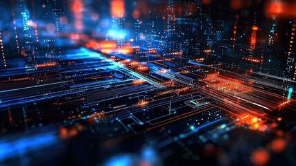 Fototapeta premium Experience the intersection of technology and creativity through abstract digital circuits.