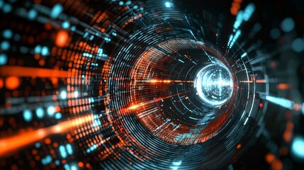 Fototapeta premium Explore the mesmerizing depths of an abstract digital tunnel.