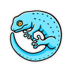 illustration blue gecko on white background