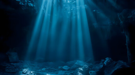 Sunbeams Illuminate Dark Cave Depths