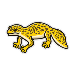 illustration cartoon leopard gecko on white background