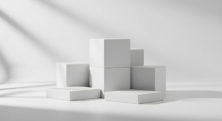 White Cubes and boxes Arrangement