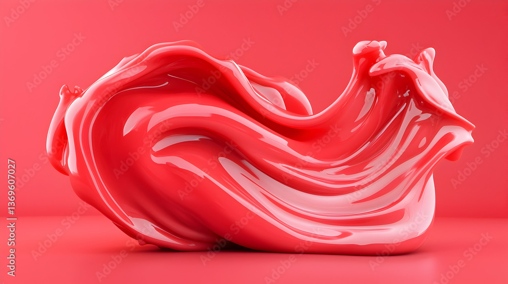 Poster Abstract Red Liquid Wave on Red Gradient Background
