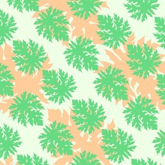 colorful overlapping papaya leaf simple flat pattern design