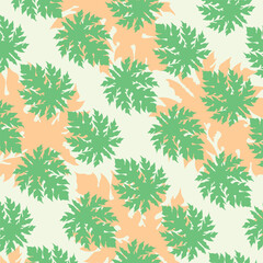 colorful overlapping papaya leaf simple flat pattern design
