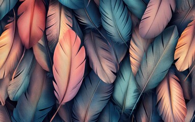 Vibrant feather texture pattern with nature's colorful art