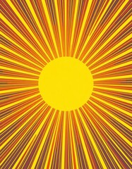 Fototapeta premium Vibrant yellow sunburst radiating outwards, bold graphic lines , summer, design, joyful