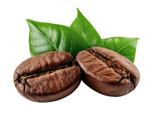 coffee bean brown roasted and leaves on transparent background,caffeine,espresso,seed