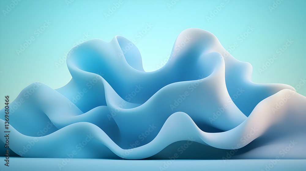 Poster abstract teal gradient flowing background with soft blue waves