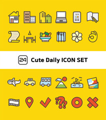 Cute Daily life icon set