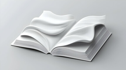 Abstract White Book Cover Template with Flowing Pages