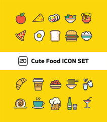 Cute food icon set