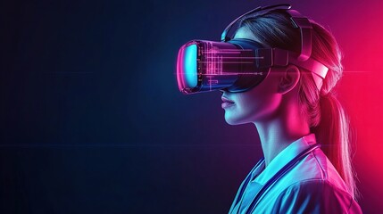 Doctor Wearing VR Headset Exploring Digital Medicine Technology