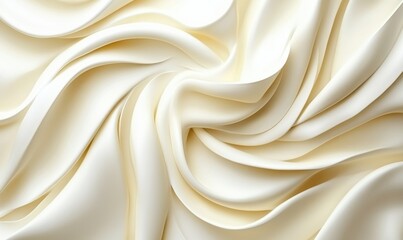 Obraz premium Creamy white fabric folds, swirling texture, abstract background, design element
