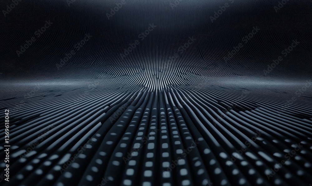 Poster dark futuristic sci-fi tunnel with glowing lines for product display