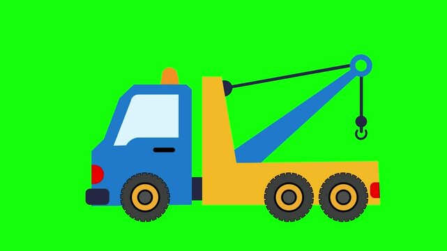 Animated Tow Truck with Green Screen Background | 4K Chroma Key Video